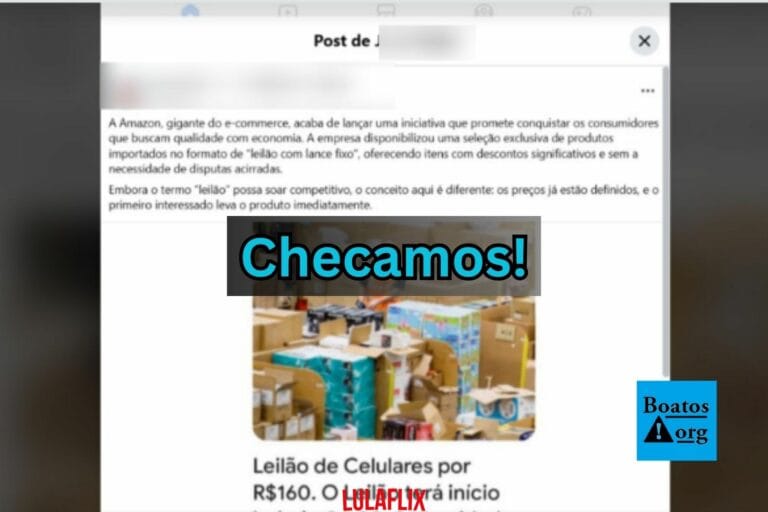 Golpe cita que a Amazon lançou um “leilão com lance fixo” em um site anunciado em redes sociais