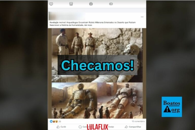 É falso que robô gigante tenha sido encontrado por arqueólogos no deserto