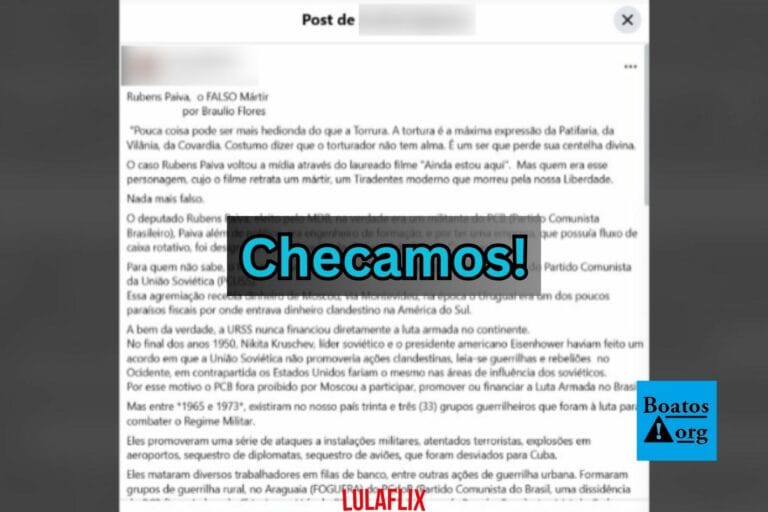 Texto sobre Rubens Paiva ser um falso mártir tem informações erradas e não é de Bráulio Flores