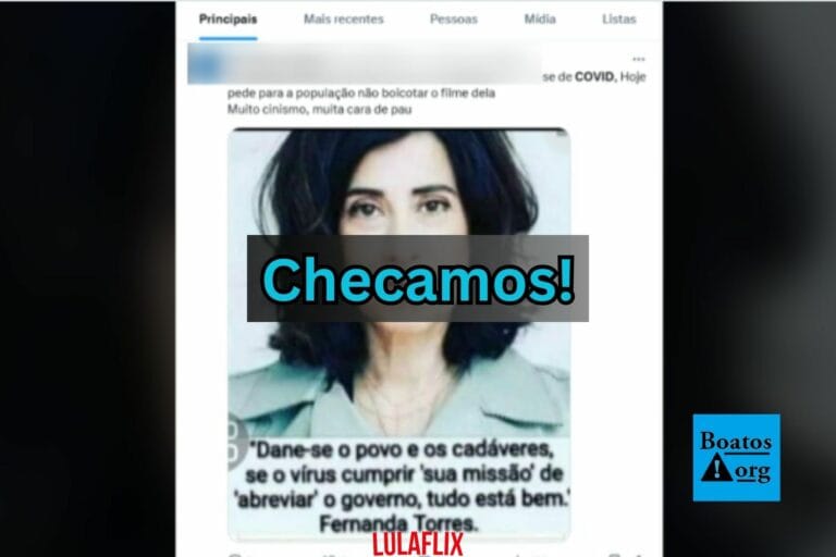 Fake news sobre declaração de Fernanda Torres sobre pandemia e Bolsonaro volta a circular na internet