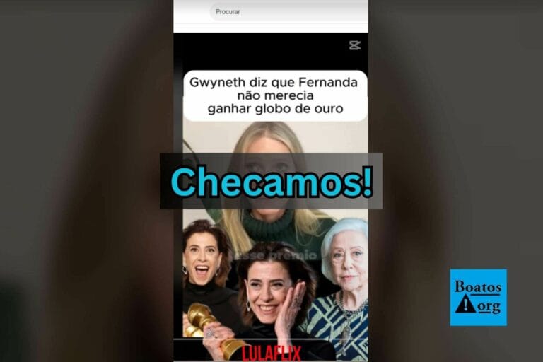 É falso que Gwyneth Paltrow tenha feito críticas ao prêmio de Fernanda Torres no Globo de Ouro