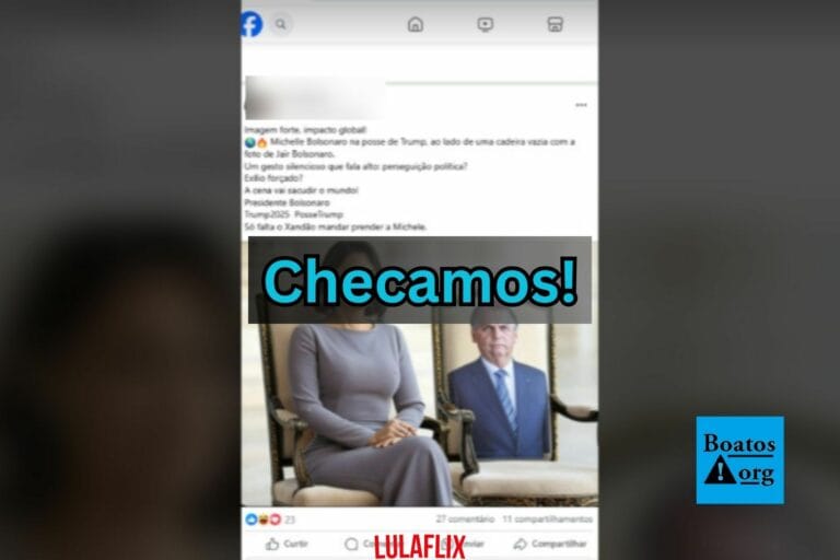 Foto que mostraria Michelle Bolsonaro ao lado de cadeira vazia nos EUA foi criada por IA