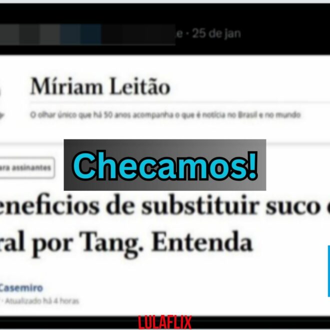 É falso que Miriam Leitão tenha falado sobre substituir suco de laranja por Tang