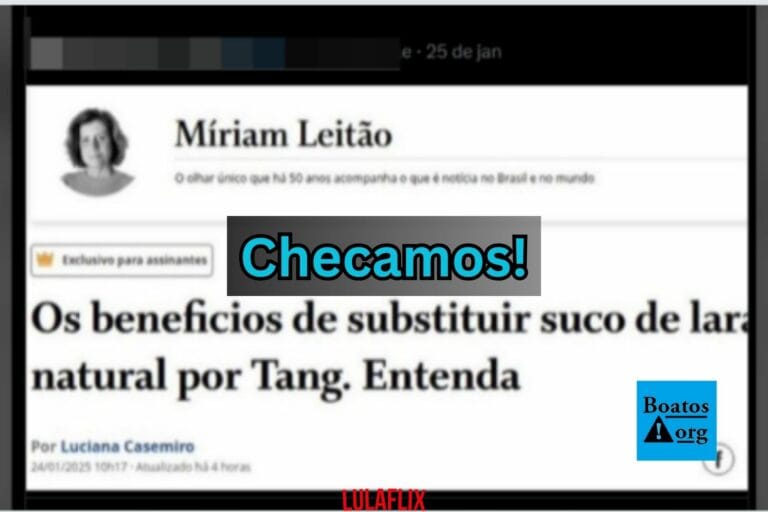 É falso que Miriam Leitão tenha falado sobre substituir suco de laranja por Tang