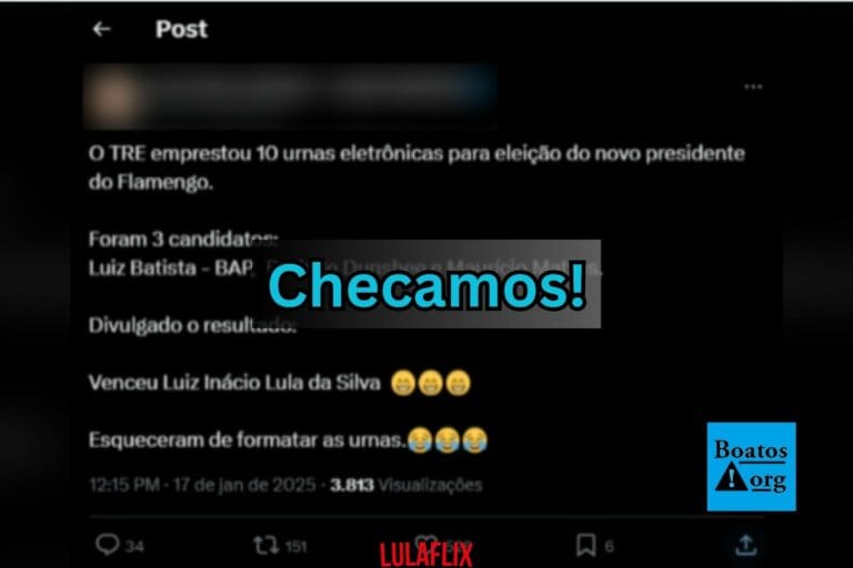 É falso que Lula tenha sido “o vencedor” de eleição do Flamengo com urnas do TRE