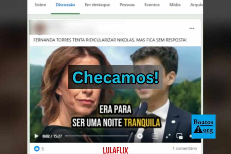 É falso que Fernanda Torres tenha sido “calada” por Nikolas Ferreira durante debate na Globo