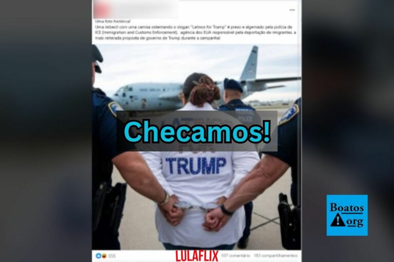 Fotos que mostram imigrantes deportados com camiseta Latinos for Trump são falsas