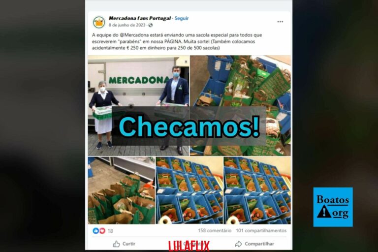 Golpe no Facebook fala sobre “sorteio de sacolas” do supermercado Mercadona