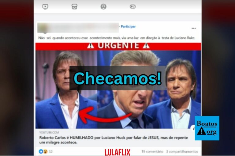 É falso que Roberto Carlos tenha sido humilhado por falar de Jesus para Luciano Huck