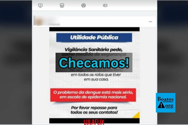 Fake news sobre alerta de vigilância sanitária sobre cloro e sal nos ralos para a dengue volta a circular na internet