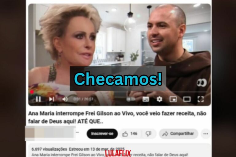 É falso que Ana Maria Braga tenha interrompido Frei Gilson ao vivo na TV