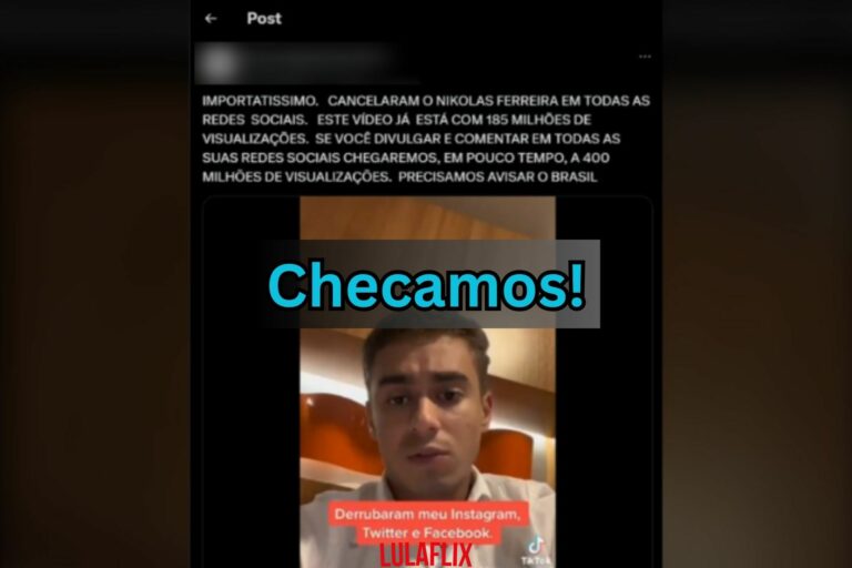 É falso que Nikolas Ferreira teve todas as redes sociais canceladas em 2025; vídeo é antigo