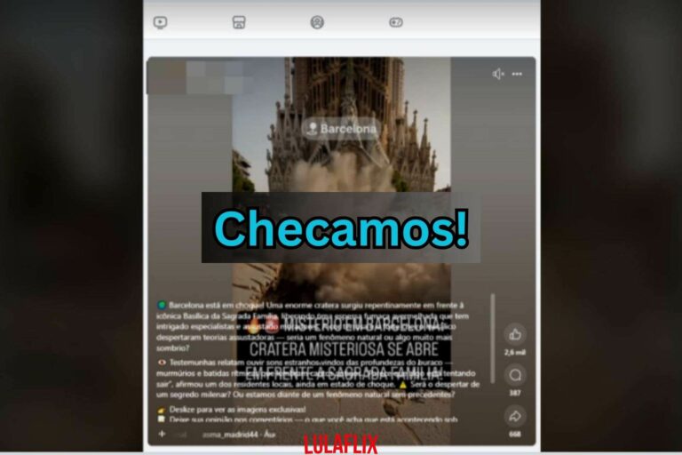 É falso que cratera tenha se aberto em frente à Sagrada Família, em Barcelona