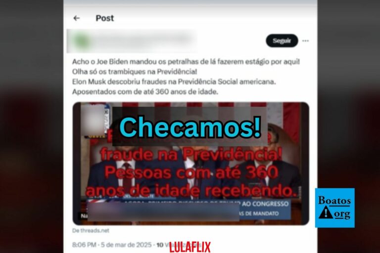 É falso que Elon Musk tenha descoberto fraude financeira com aposentados nos EUA