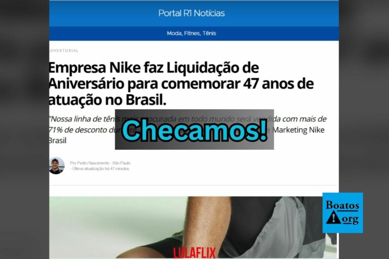 Golpe do site falso de venda cita descontos da Nike por causa de aniversário no Brasil