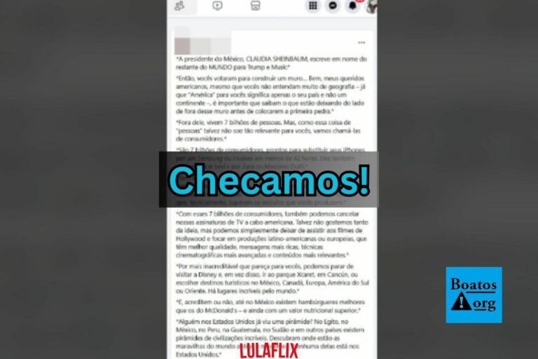 É falso que texto sobre “7 bilhões de pessoas fora do muro de Trump” seja de Claudia Sheinbaum, presidente do México