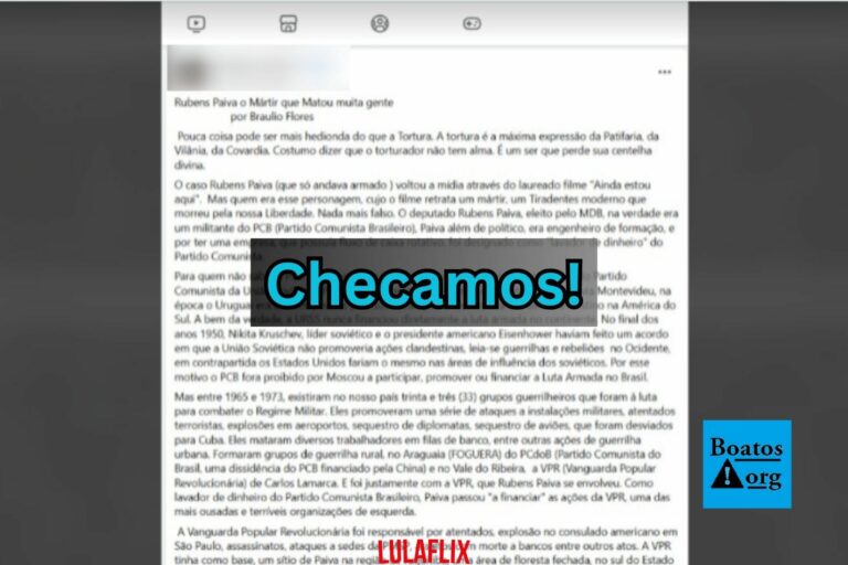 É falso que Rubens Paiva tenha sido um “terrorista” e que “matou muita gente”